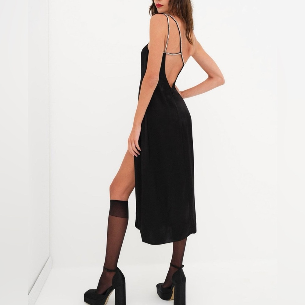 FOR LOVE & LEMONS Elora Midi Dress in Black